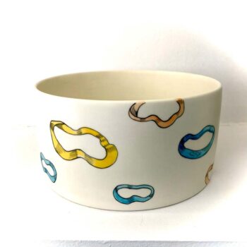 Gmbobe01 Beige Bowl With Painting Loops