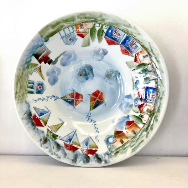 Kkplho01 Ceramic Platter Town With Kites